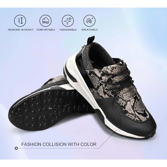 🆕Women Black High Heel Wedge Sneaker Fashion Cliff Platform Retro Lace Up Shoes - Picture 2 of 9